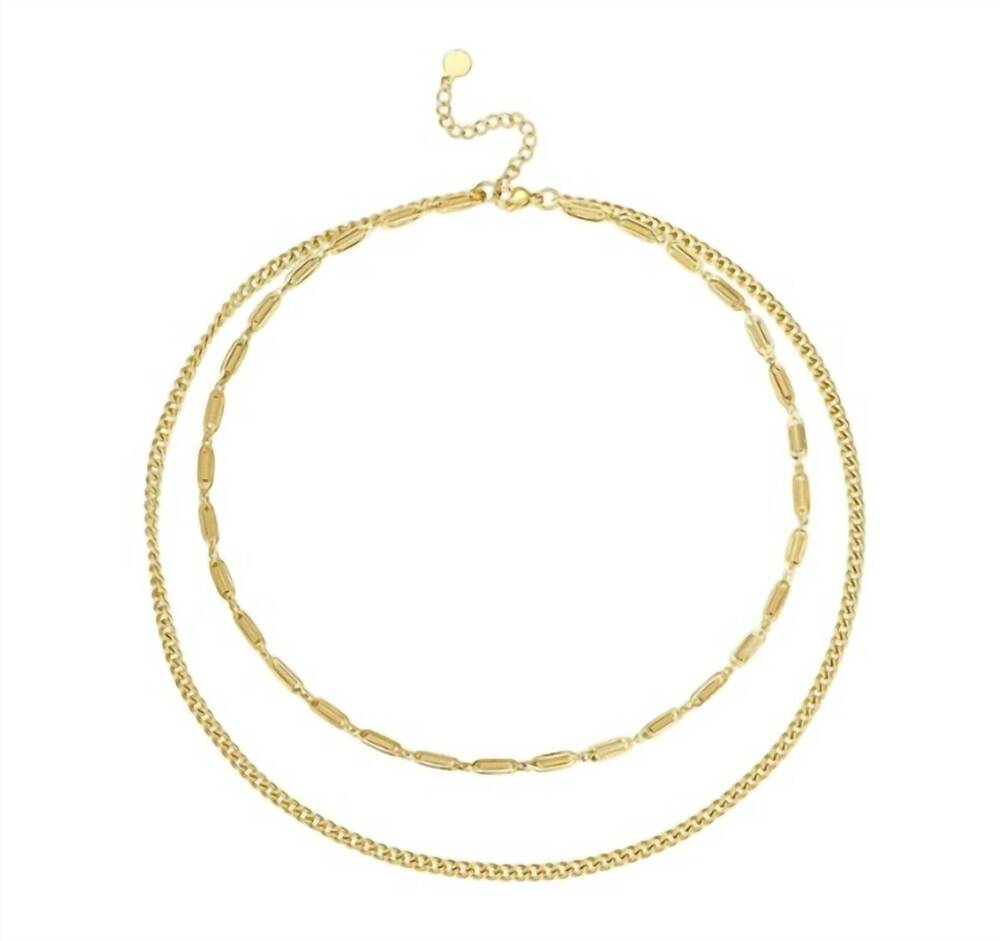 NEW KATIE RAE COLLECTION women's jane double chain necklace in gold